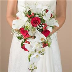 Orchid &amp; Red Rose Bridal Bouquet 